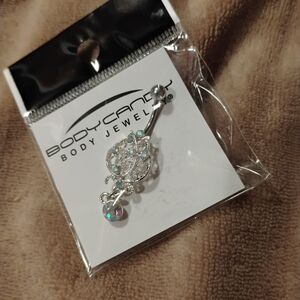 Body Candy Silver Crystal Swirl Belly Button Ring